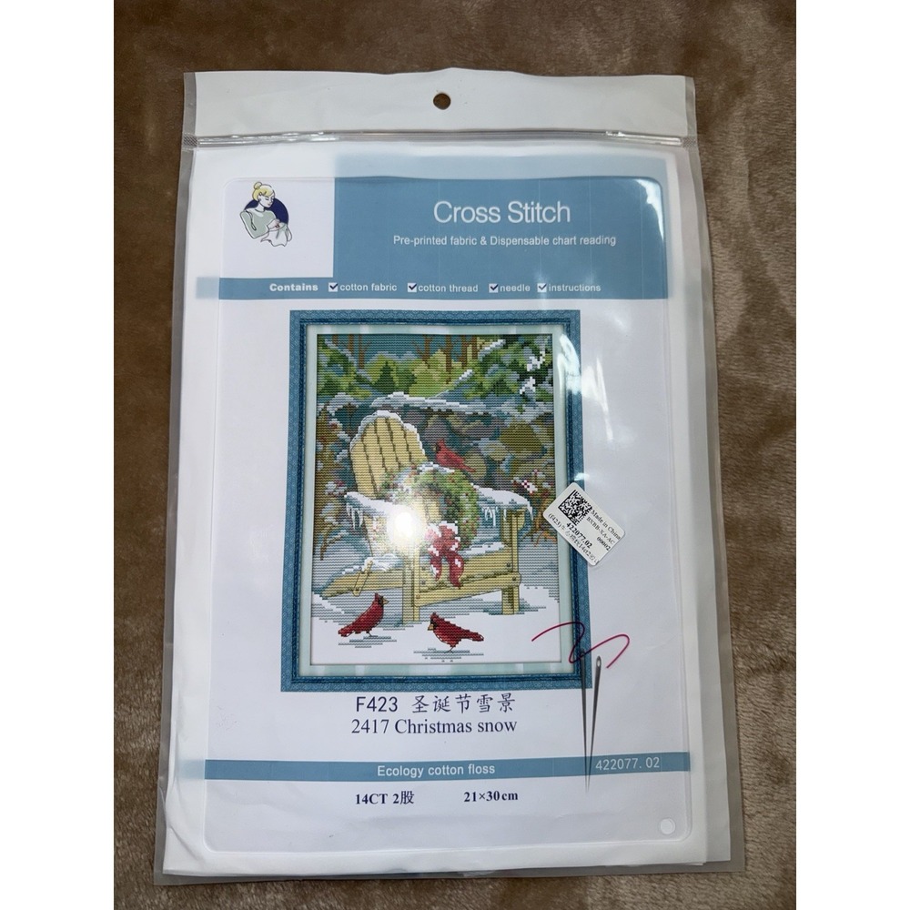 New Cross Stitch Kit Christmas Snow 2417 Ecology Cotton Floss 21x30 Winter
